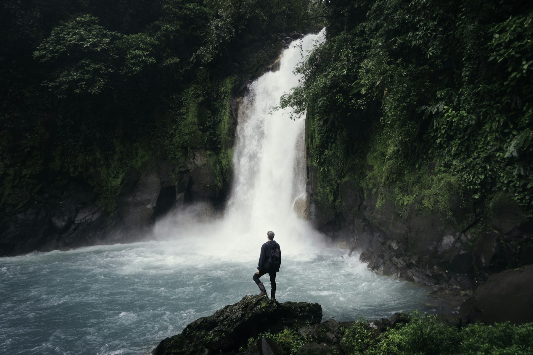 Waterfall in lush Costa Rica rainforest